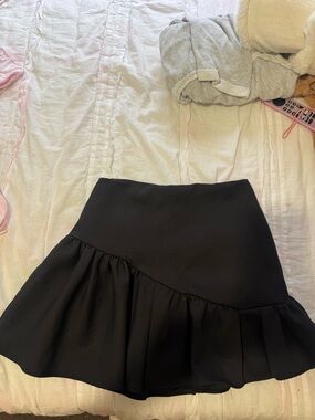 Black Ruffle Hem Women's Skirt